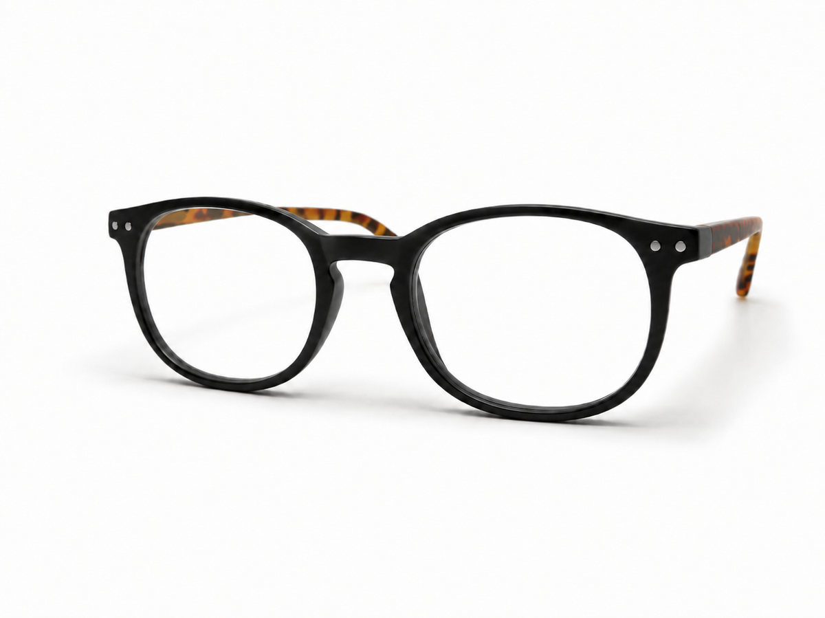 Reading glasses on a white background