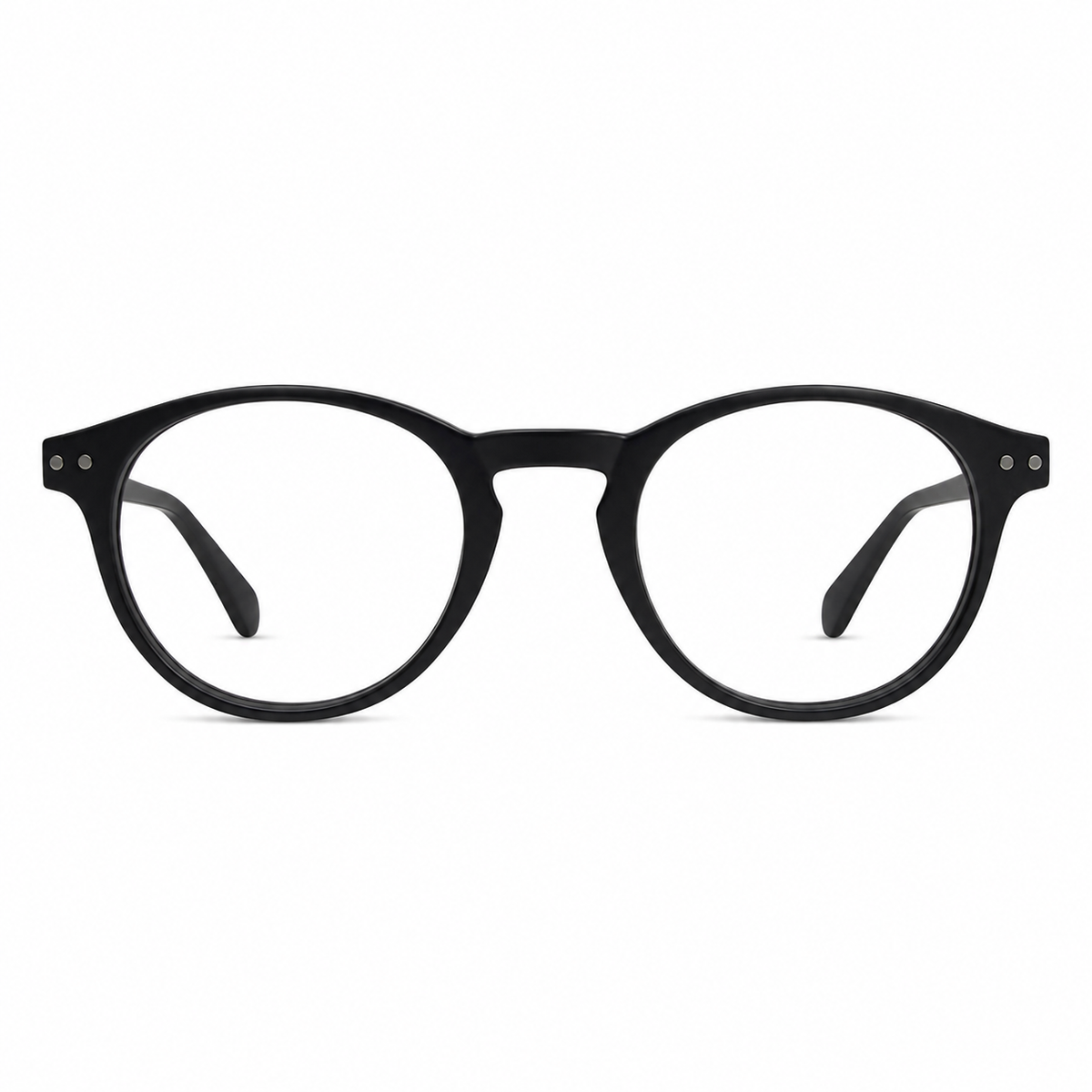 Black round eyeglasses on a white background
