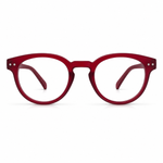 Red eyeglasses on a white background