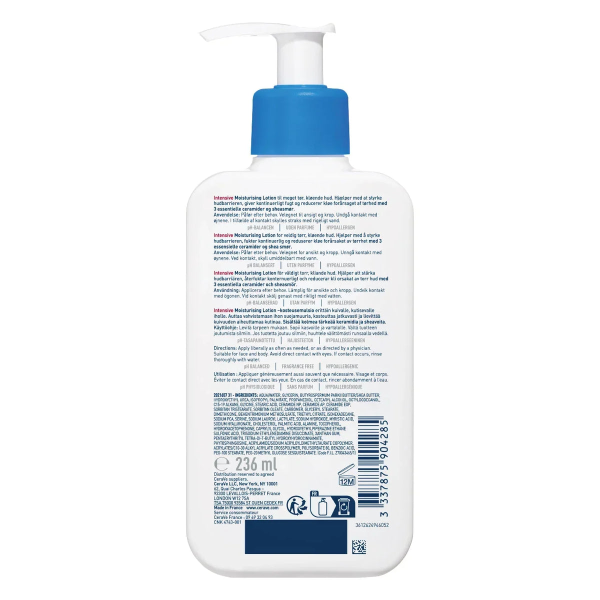 CeraVe Intensive Moisturising Lotion 236ml for Very Dry Skin with Ceramides and Hyaluronic Acid