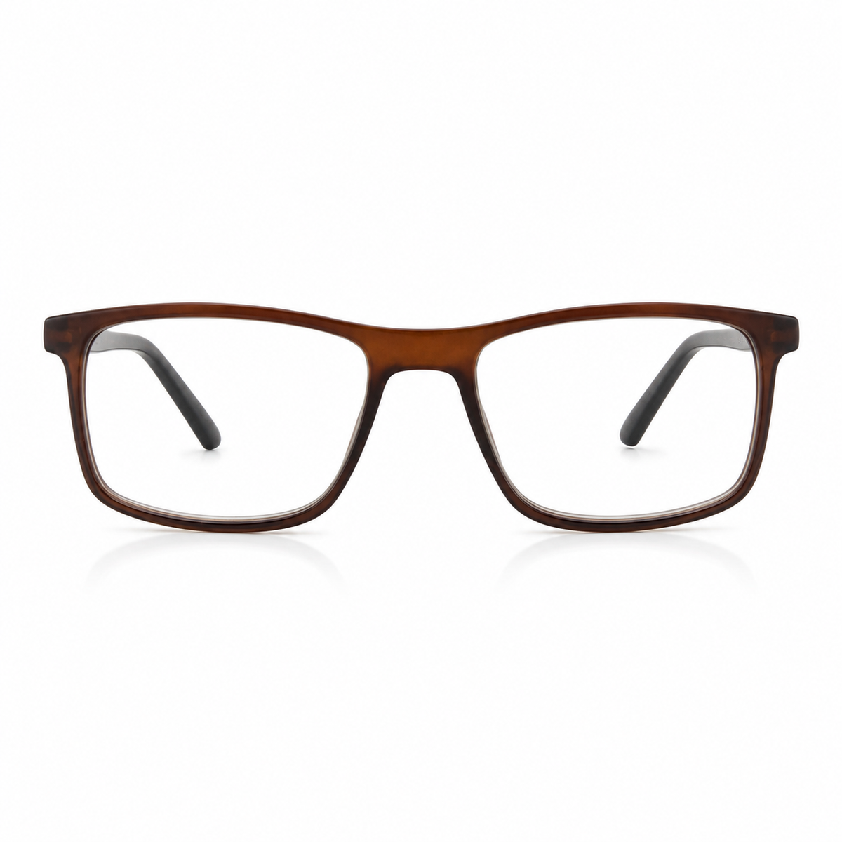 Brown eyeglasses on a white background