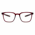 Red eyeglasses on a white background