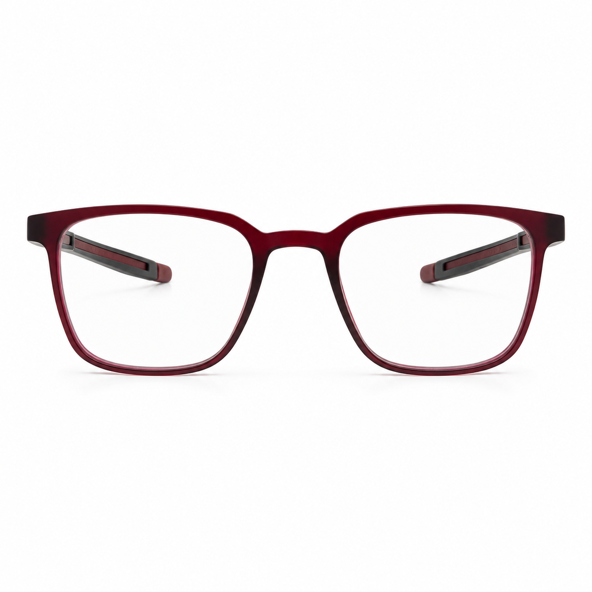 Red eyeglasses on a white background