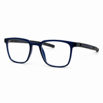 Blue eyeglasses on a white background