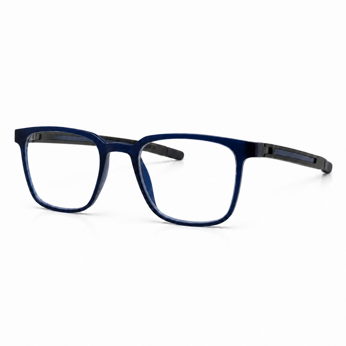 Blue eyeglasses on a white background