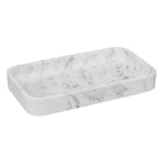Léa Rectangular White Tray — Polyresin Marble-Effect Decorative Tray