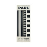 Set of 4 Paul Black and Striped Long Candles for Home Decor