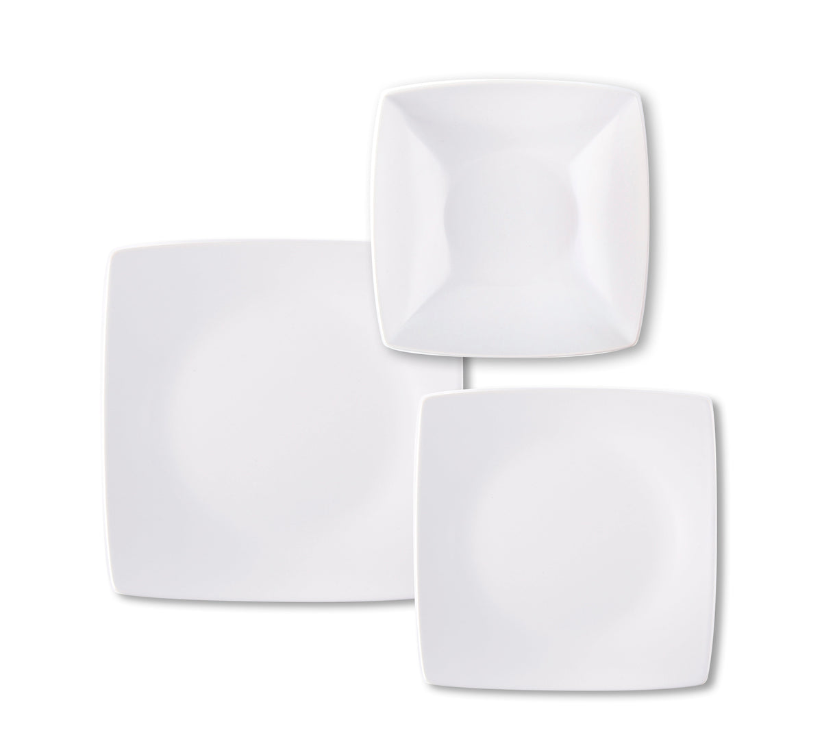 Eclipse White Dinner Set - 18-Piece Ceramic Square Plates