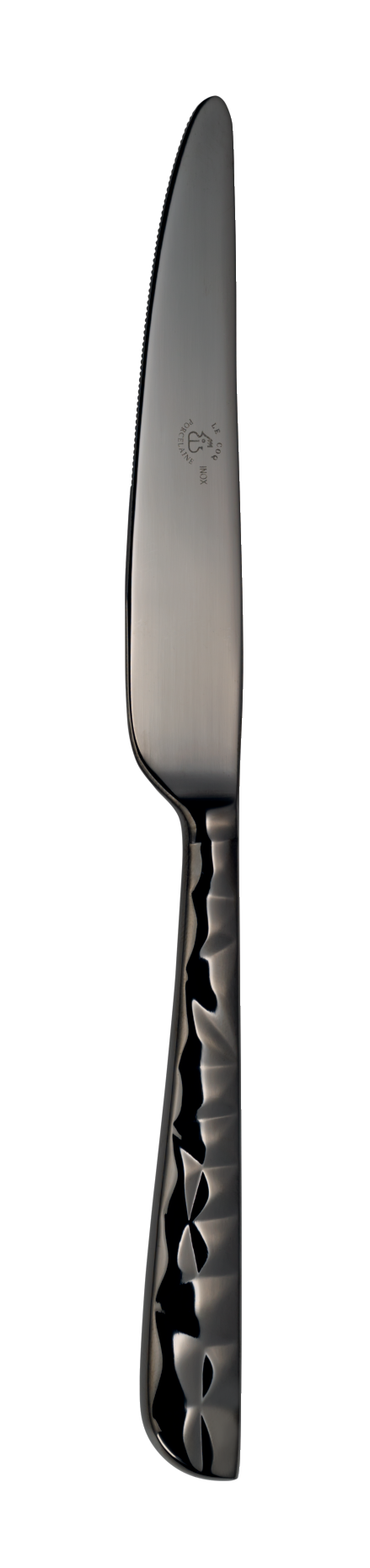 Steak Knife - Stainless Steel Mirror Finish, Black Textured Handle, 23 cm