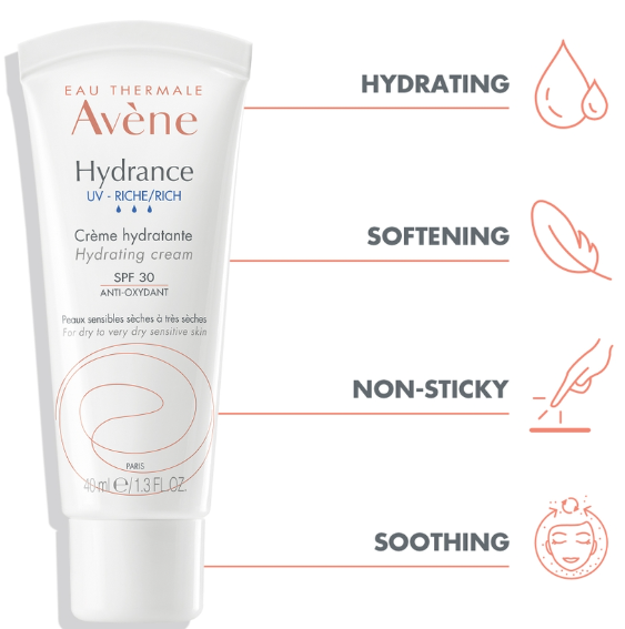 Avene Hydrance UV Rich Hydrating Cream SPF 30 - Intense Moisturization with Sun Protection for Sensitive Skin-3