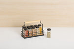 10-Jar Spice Rack Glass Holder Metal with Bamboo Handle & Base