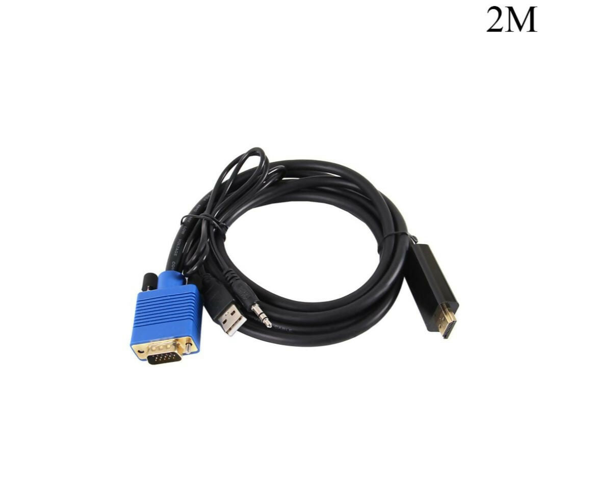 Audio Video Cable Converter | HDMI - VGA & USB & Audio Jack | Male | 2M