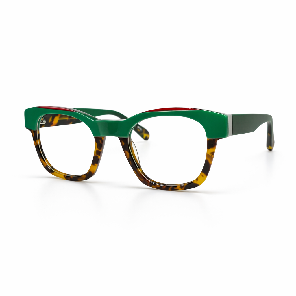 Green and tortoise eyeglasses 