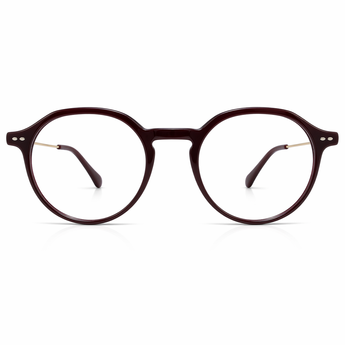 Burgundy round eyeglasses 