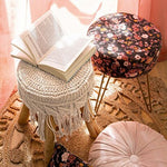 Macrame Side Stool – Stylish Pine and Cotton Design