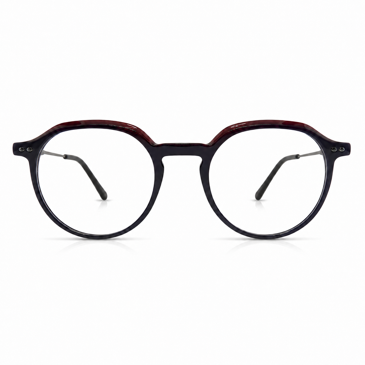 Round eyeglasses blue and red