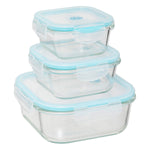Small Square Glass Storage Box Set with Clip Closure