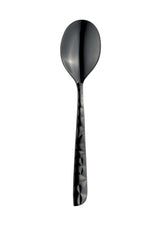Dessert Spoon - Stainless Steel Mirror Finish Black Textured Handle