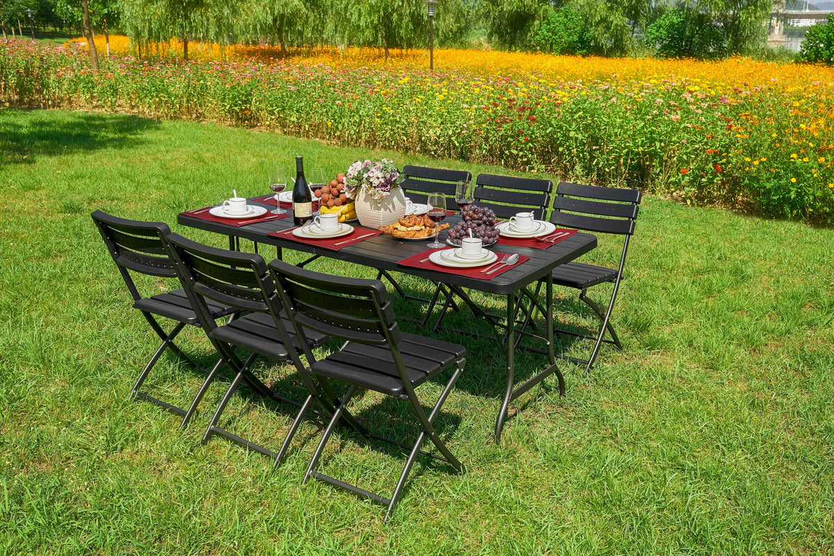 Rectangular Folding Table Wood Design Heavy Duty Outdoor Table