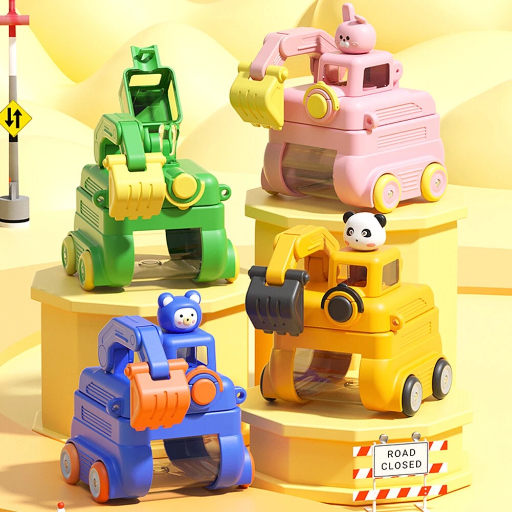 Cute Excavator Straw Bottle