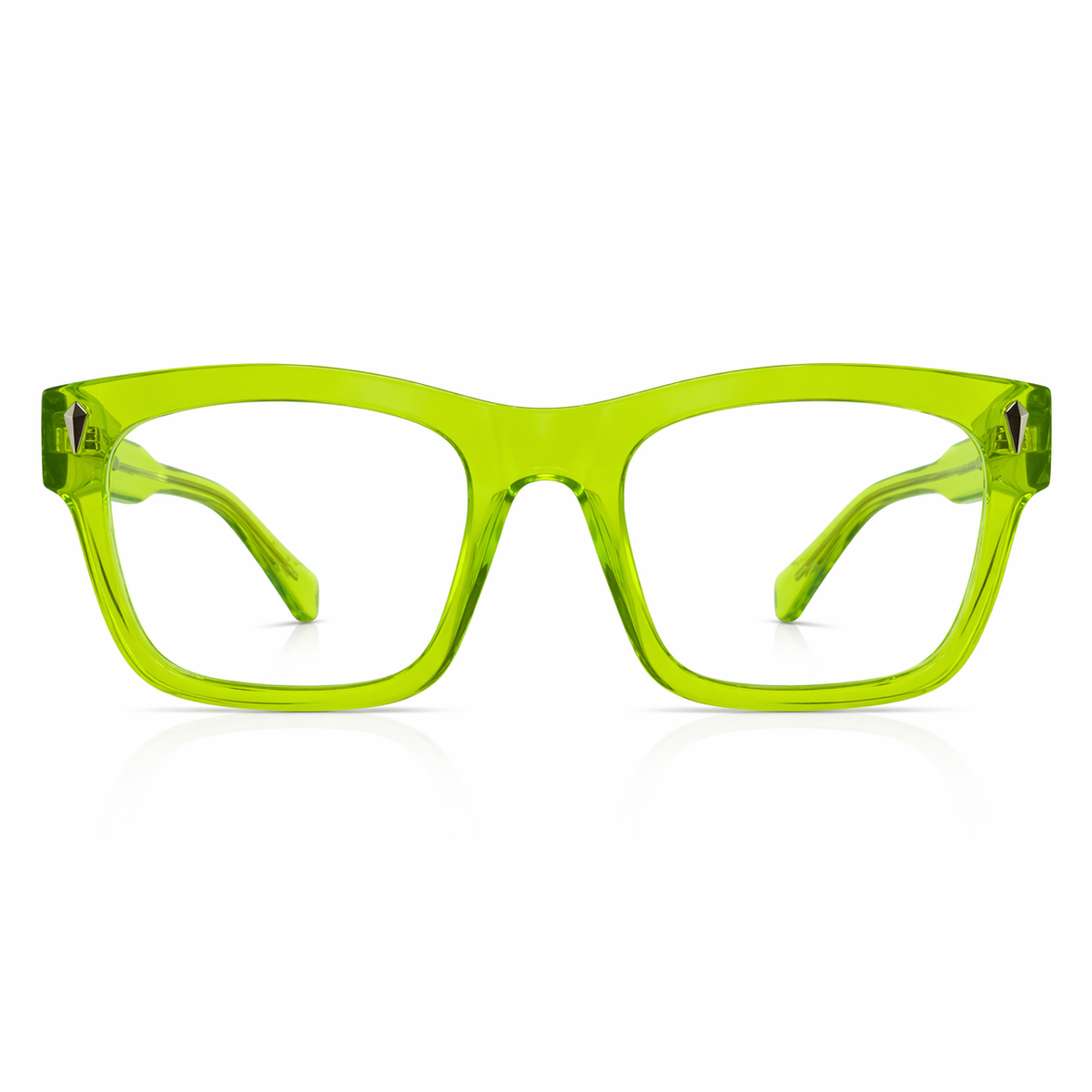 Yellow temples green eyeglasses 
