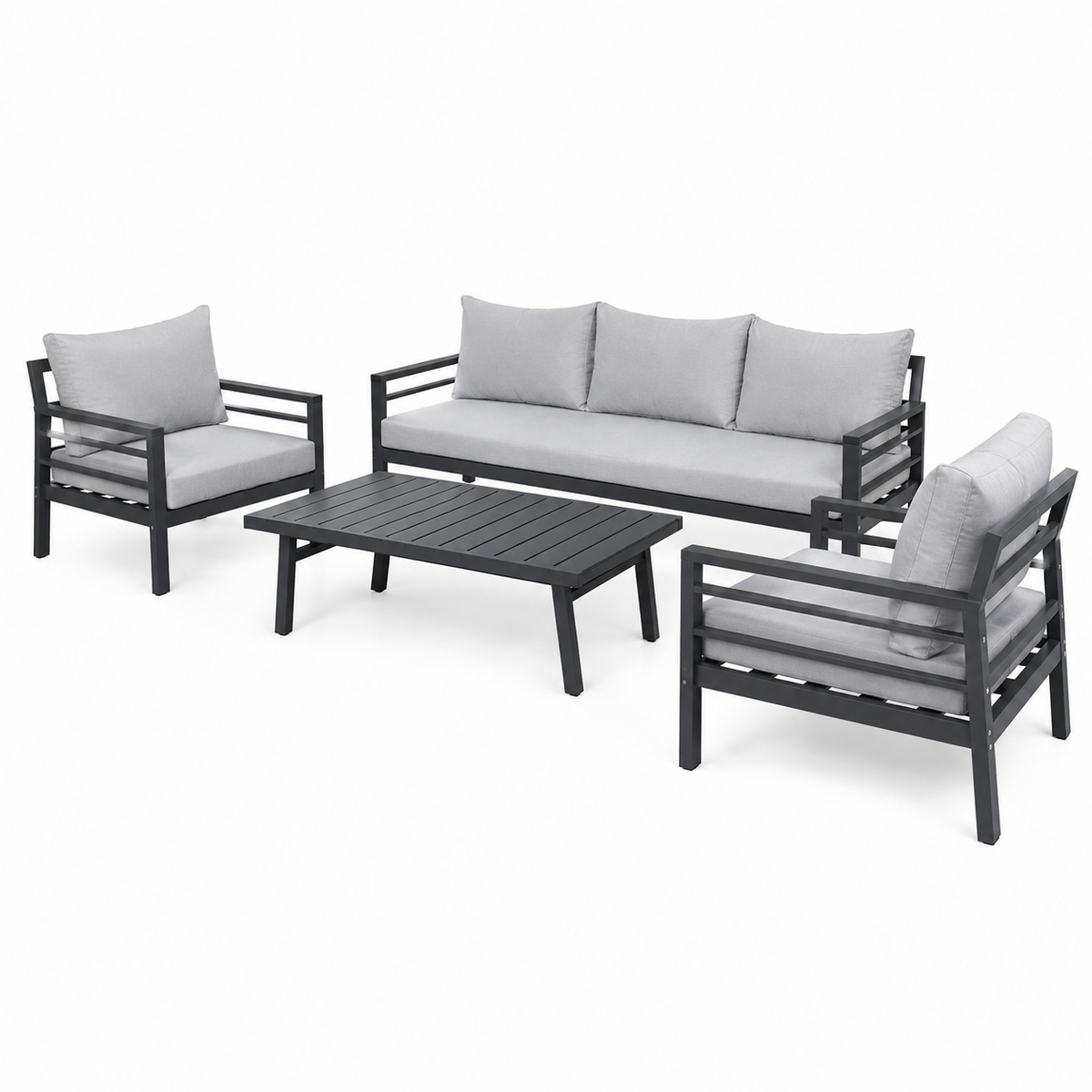 OUTDOOR ALUMINUM SET 3+1+1 WITH TABLE