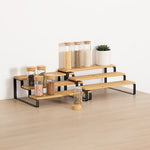 Set of 2 extendable spice shelves – Bamboo & Steel Kitchen Rack