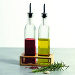 SET BOTTLE O/V X2 GLASS+BAMBOO