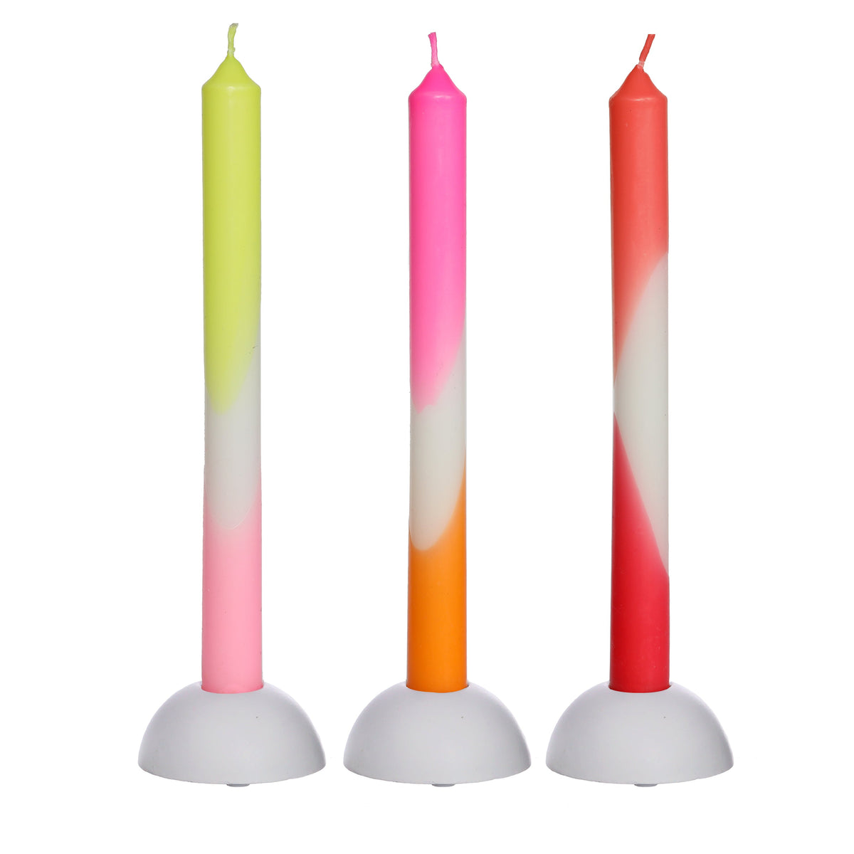 Dip Dye Taper Candle Set of 3 Pcs in Neon Colors