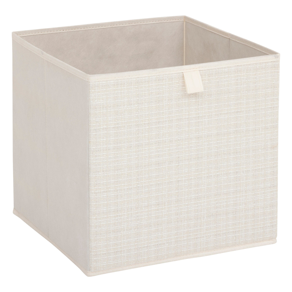 Storage Box Tweed – 31 cm Cube Folding Storage Bin (Beige, Black)