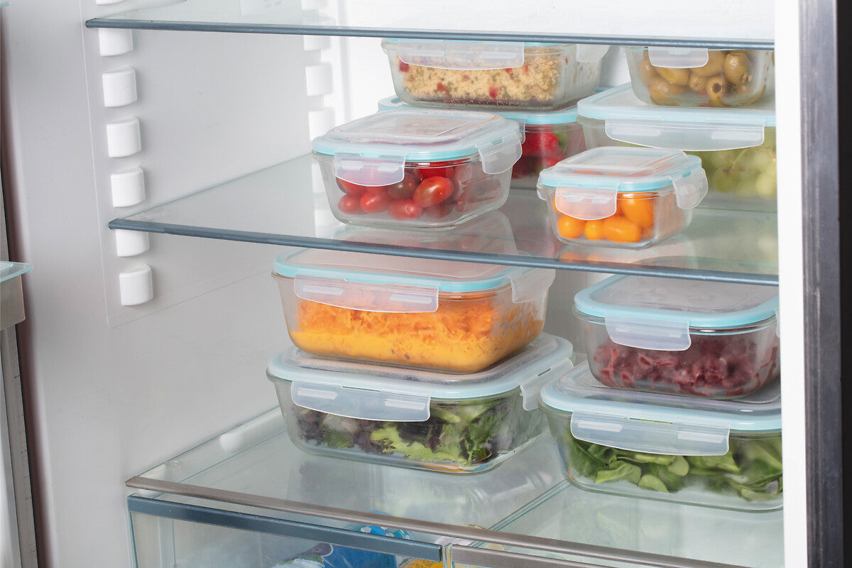 Small Square Glass Storage Box Set with Clip Closure