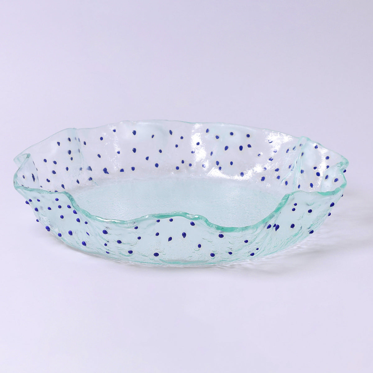Handmade Glass Serving Plate with Colorful Pattern