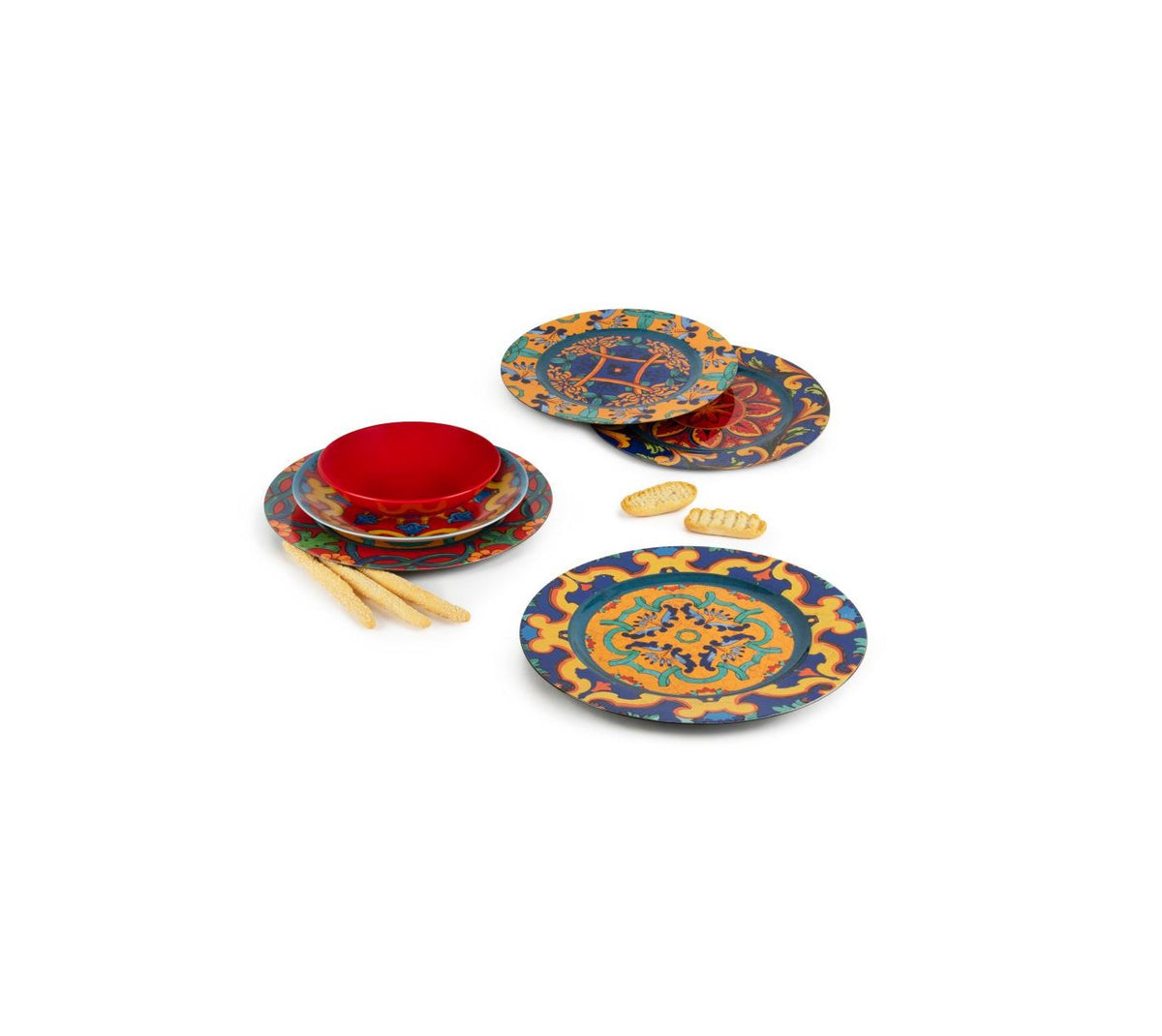 TRINACRIA Set of 6 Charger Plates, Multicolor, 33 cm