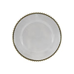 Golden Transparent Beaded Placemat Decorative Charger Plate 33cm