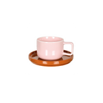 Chic Mug with Saucer Two-Tone Earthenware Cup Set for Kitchen