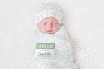 Lulujo Hello World Muslin Swaddle Blanket & Hat Set (Greenery)