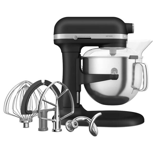 KitchenAid 6.6 L Bowl Lift Stand Mixer With Stainless Steel Heads & Double Flex Edge Beater - Cast Iron Black