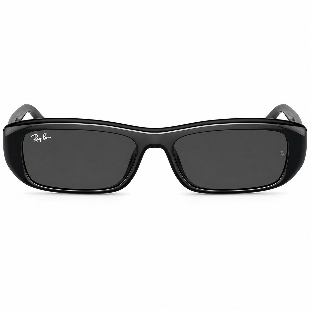 Dark sunglasses with dark lenses on a white background. 