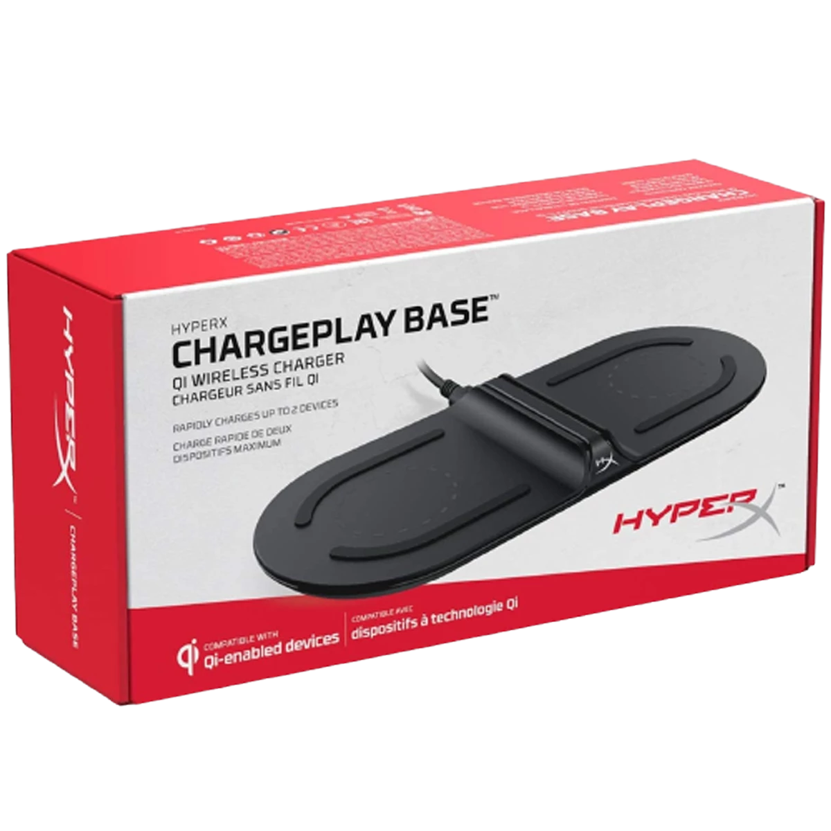 HyperX (HX-CPBS-G) ChargePlay Base - QI Wireless CHarger - Rapidly Charges up to 2 Devices - Black