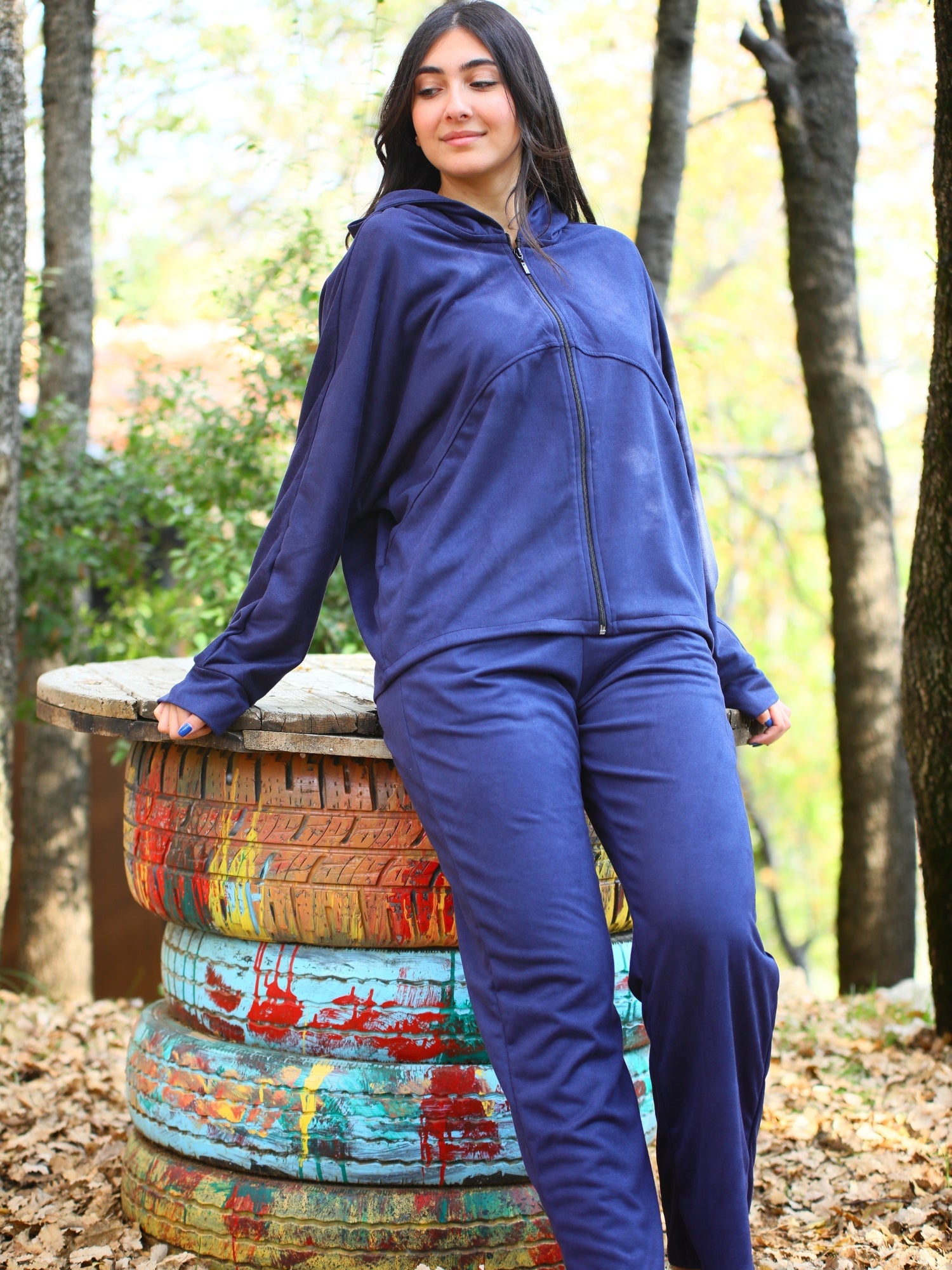 Suede Pants - Navy