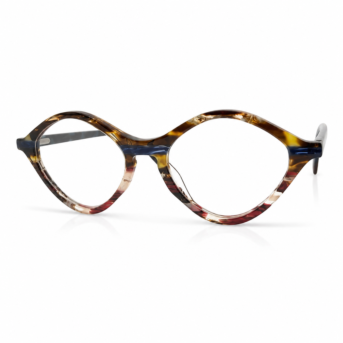 Multicolored eyeglasses brown blue
