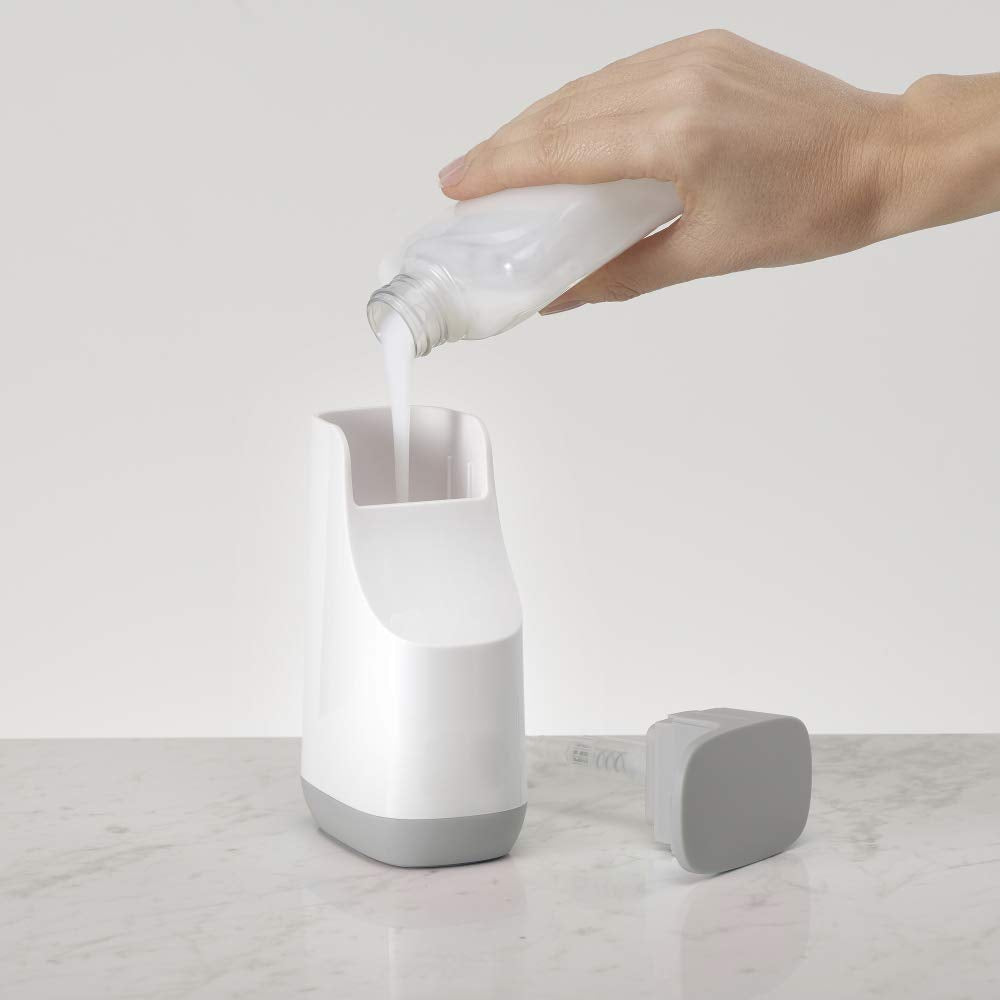 Joseph Joseph Slim Compact Soap Dispenser with Non-Drip Nozzle, Gray