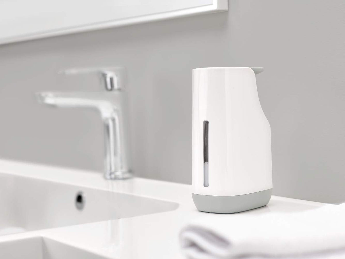 Joseph Joseph Slim Compact Soap Dispenser with Non-Drip Nozzle, Gray