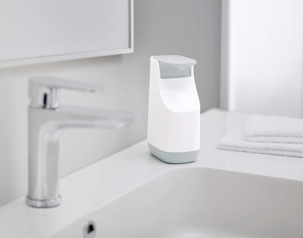 Joseph Joseph Slim Compact Soap Dispenser with Non-Drip Nozzle, Gray