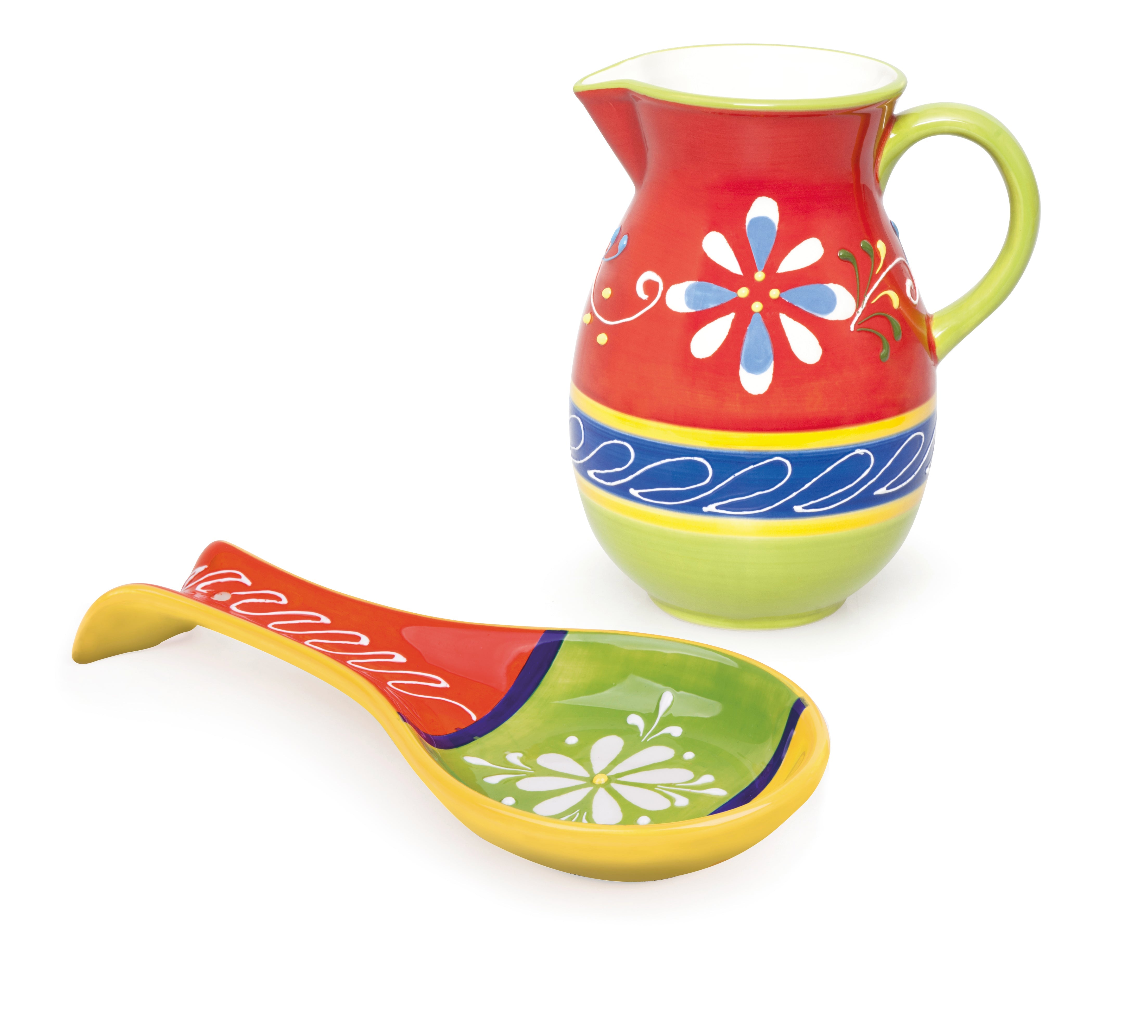 Tex-Mex Ceramic Spoon Rest - Hand Decorated; 26 x 10.5 cm