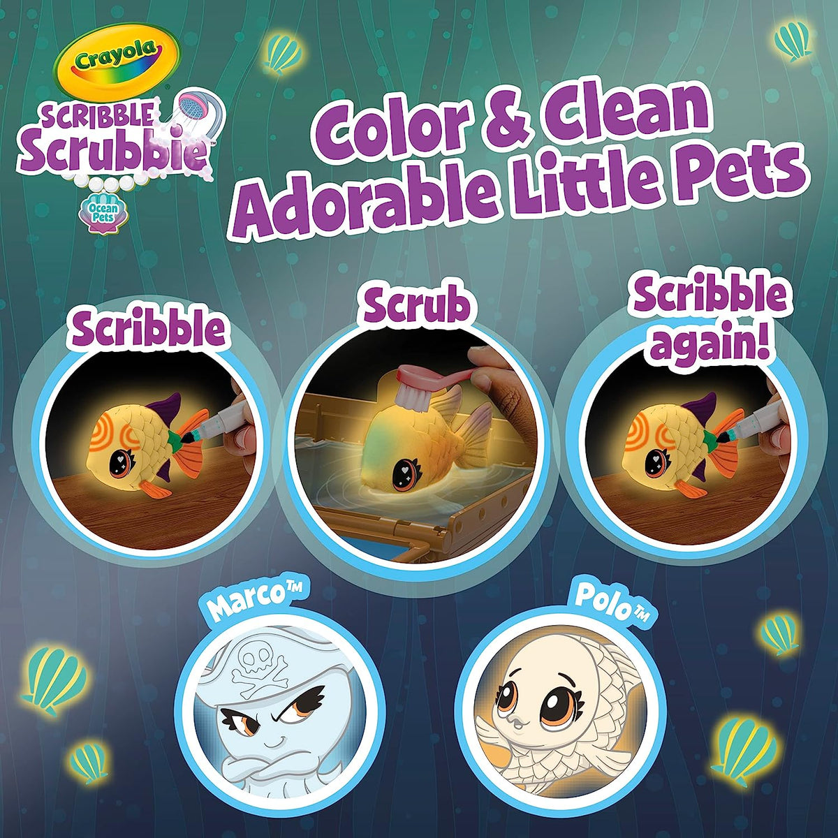 Crayola Scribble Scrubbie Pets Glow Ocean Playset