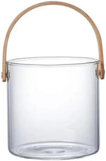Glass Serving Bowl with Bamboo Handle, Heat-Resistant, 1.45L, Clear