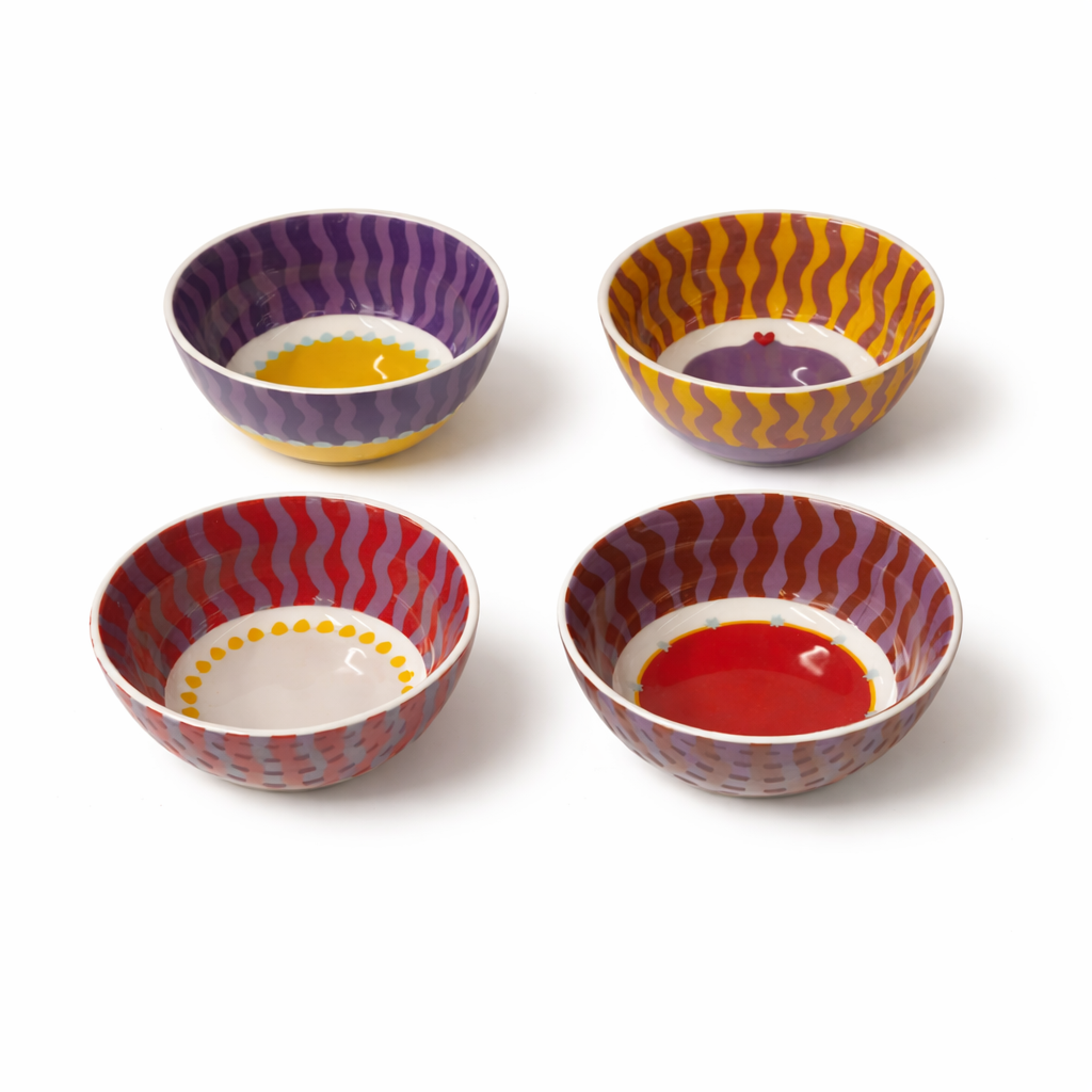 ELA Set of 4 Porcelain Bowls 11 cm Colored Patterned