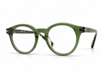 Green eyeglasses on a white background