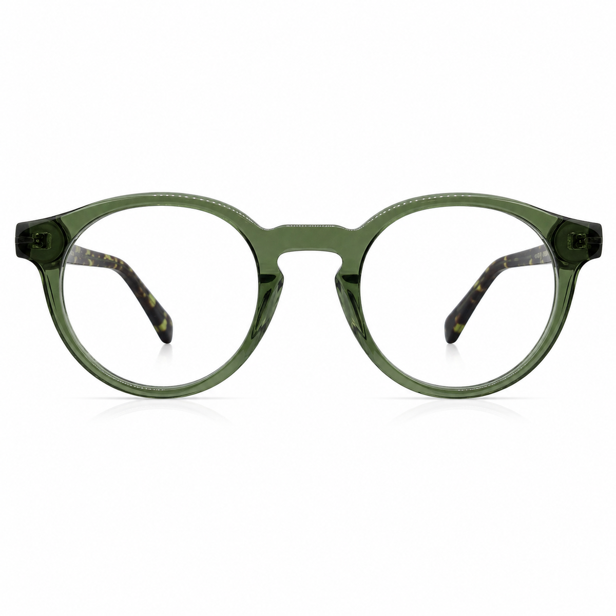 olive eyeglasses on a white background